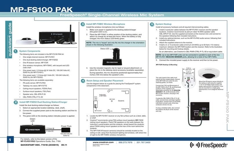 Crestron FreeSpeech MP-FS100 PAK quick start guide