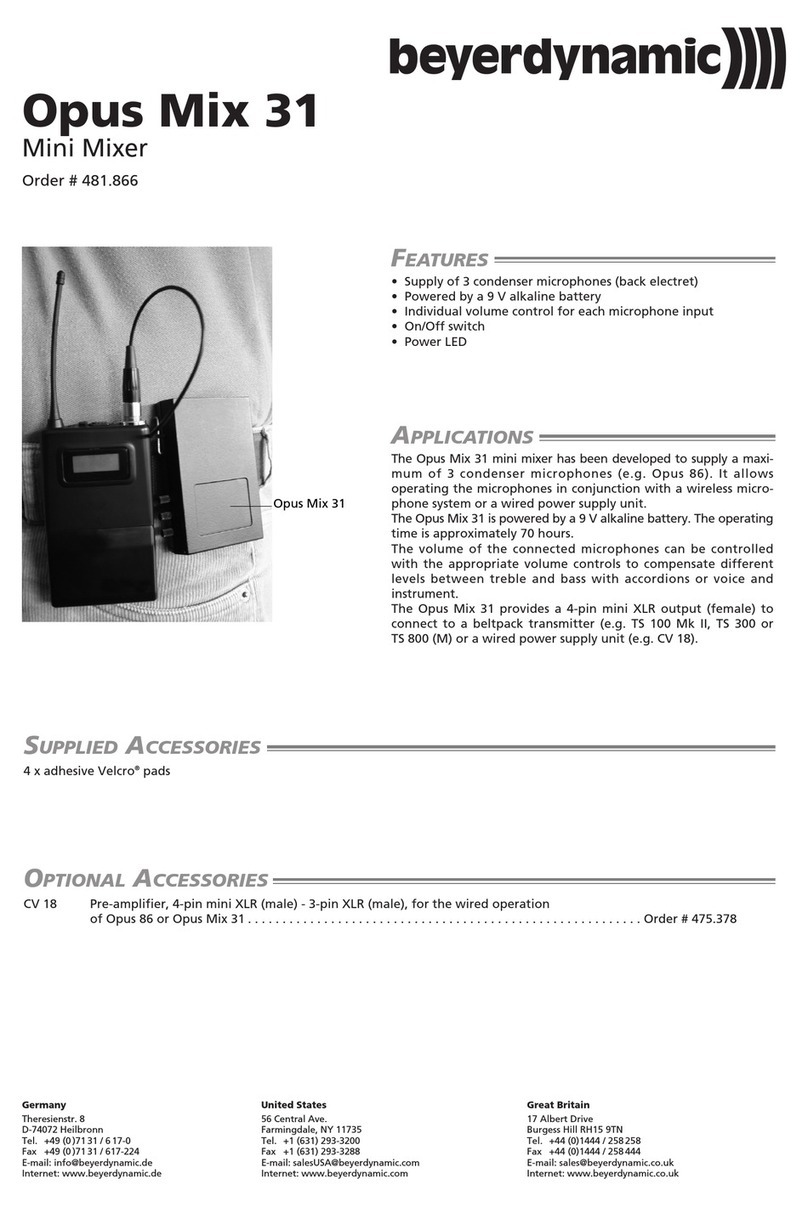 Beyerdynamic Opus Mix 31 operating instructions