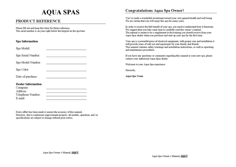 AQUA SPAS  Spa user manual