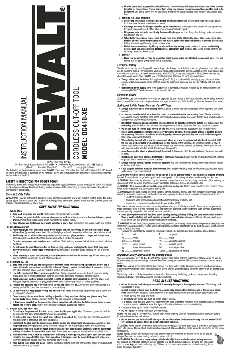 DeWalt DC410-XE instruction manual