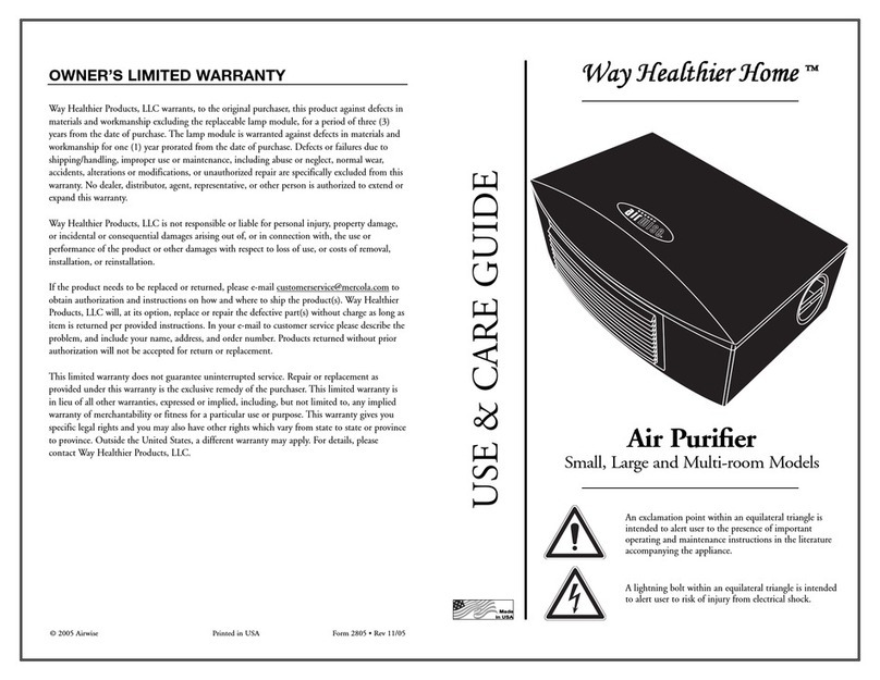 Airwise Air Purifier Use and care guide