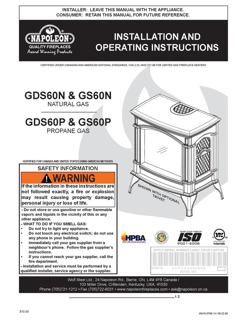 Napoleon GS60-N Installation and operating instructions Napoleon GS60-N Installation and operating instructions