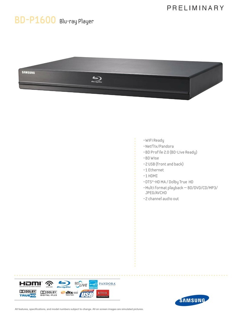 Samsung BDP1600 - Blu-Ray Disc Player User manual