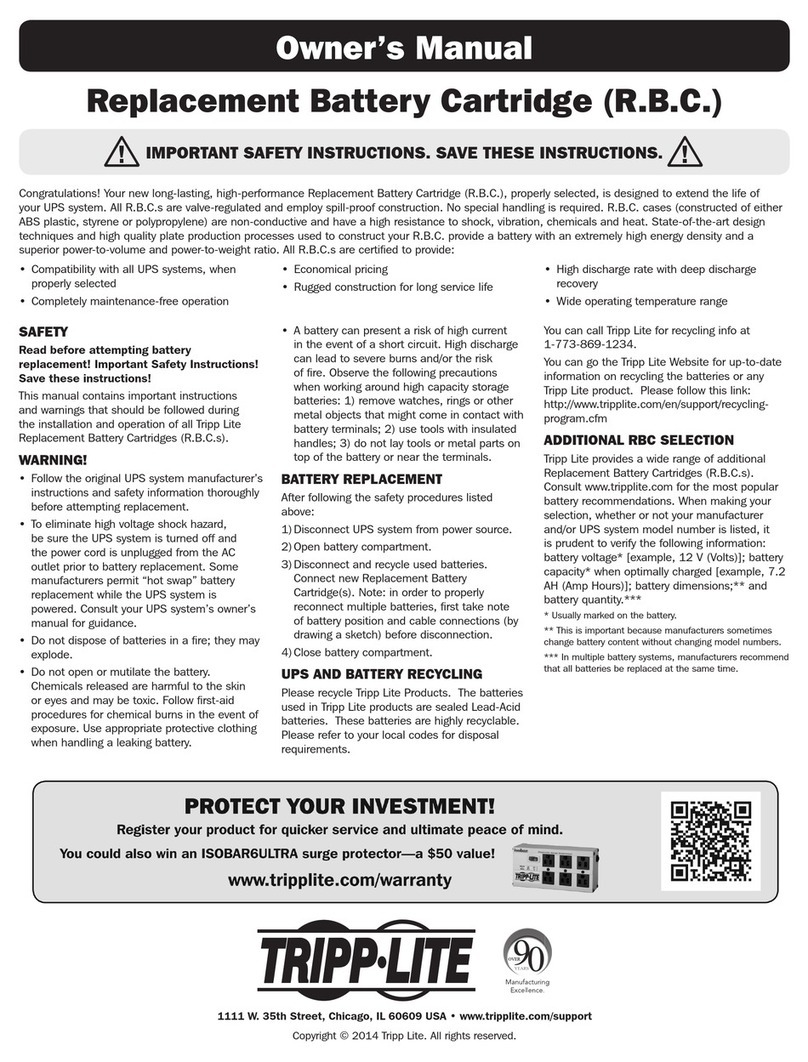 Tripp Lite Replacement Battery Cartridge User manual