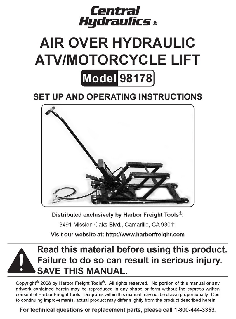 Central Hydraulics 98178 Set up and operating instructions