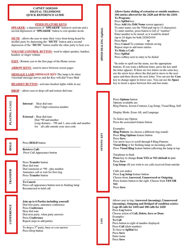 Capnet 2420 Quick reference guide