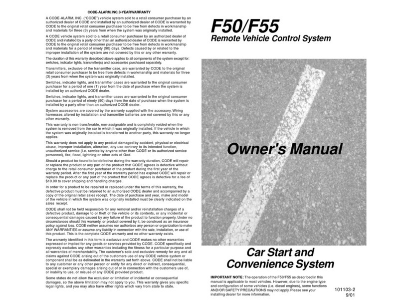 Code Alarm F50 User manual