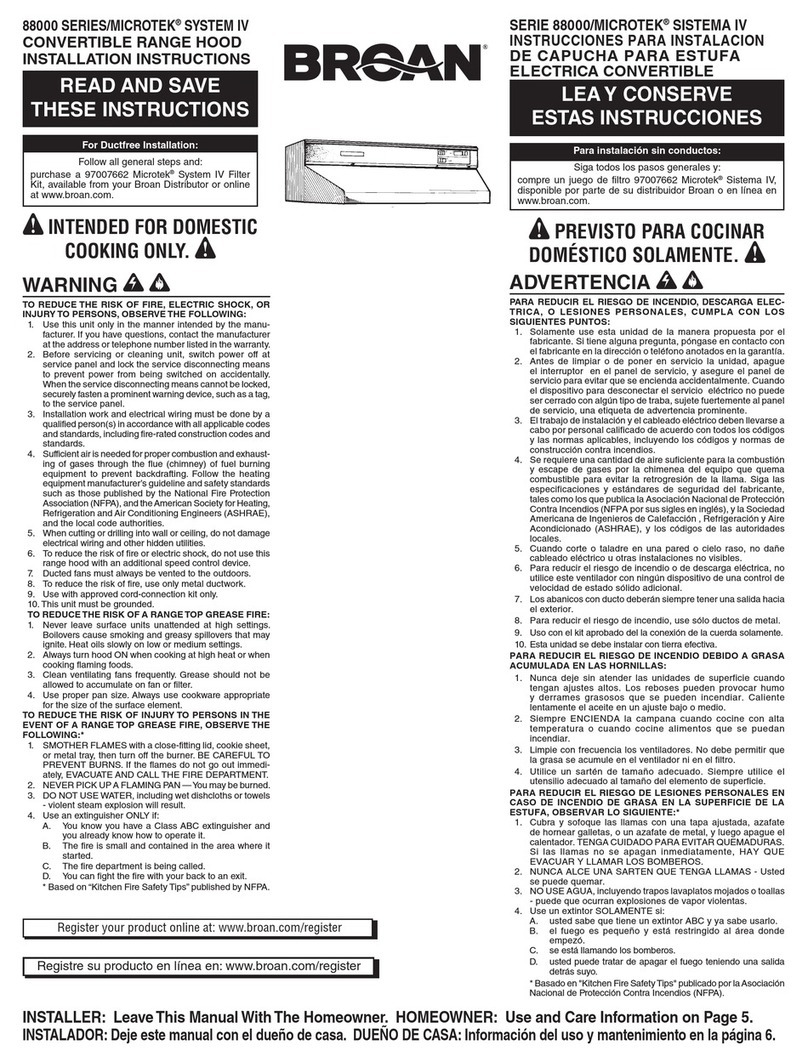 Broan 88000 User manual