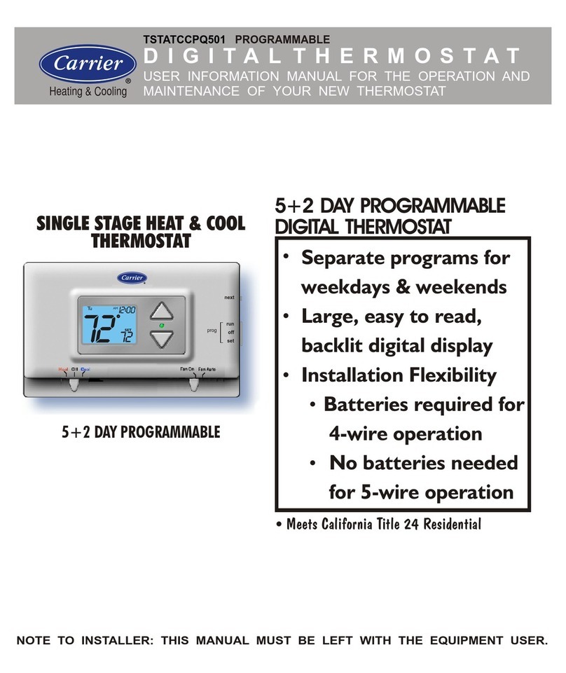 Carrier 5+2 DAY PROGRAMMABLEDIGITAL THERMOSTAT owner's manual