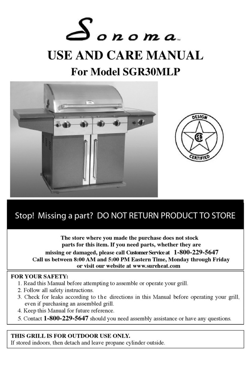 Sonoma SGR30MLP use and care manual