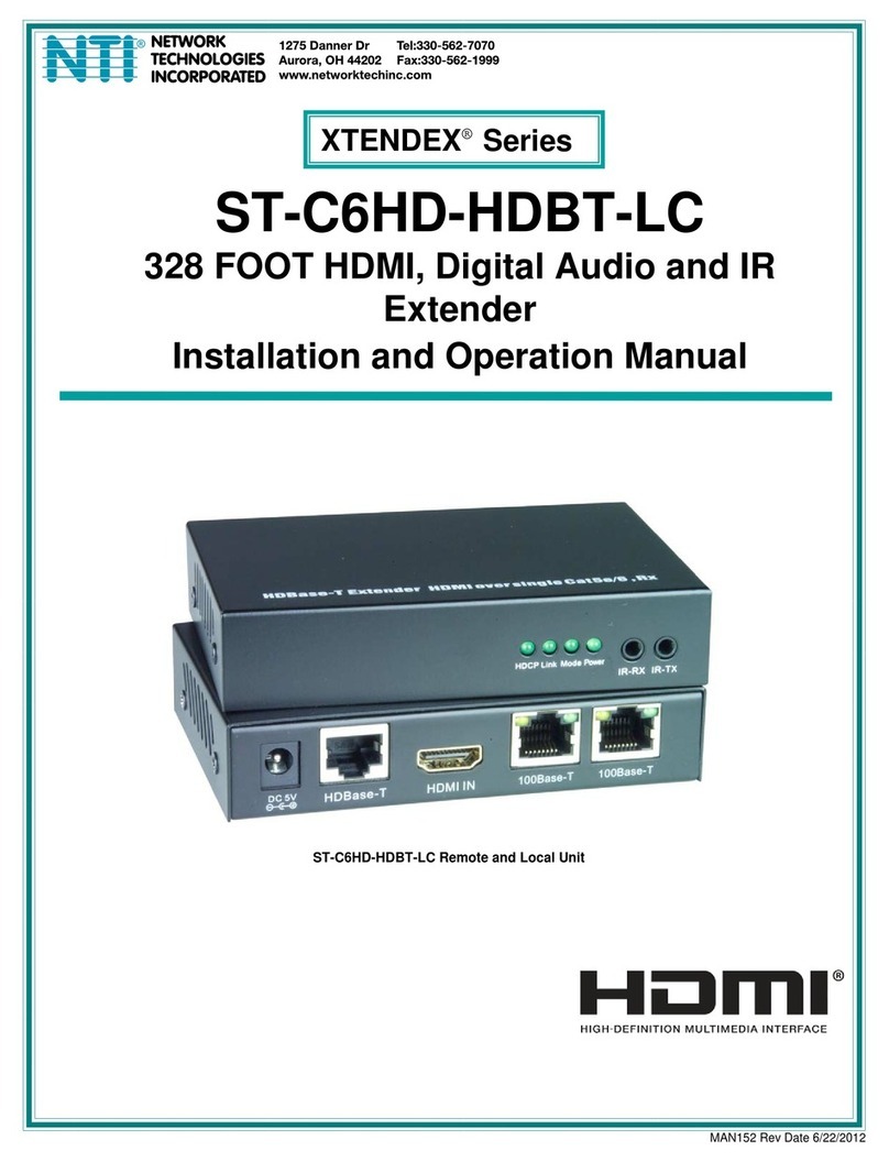 NTI XTENDEX ST-C6HD-HDBT-LC Installation and operation manual NTI XTENDEX ST-C6HD-HDBT-LC Installation and operation manual