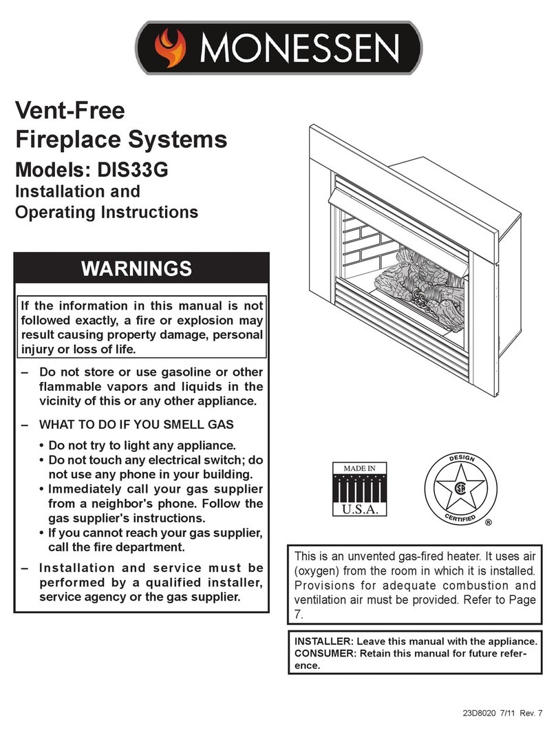 Monessen Hearth Vent Free Insert DIS33G User manual Monessen Hearth Vent Free Insert DIS33G User manual