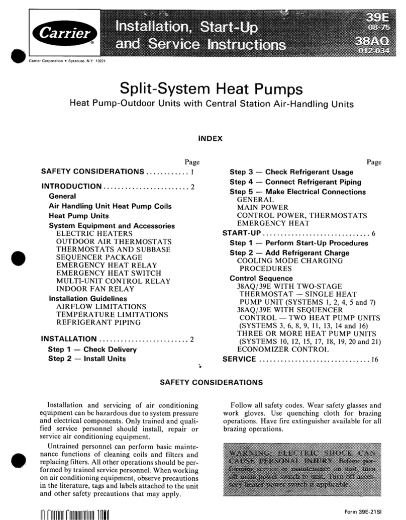 Carrier 39E Dimensions and installation guide
