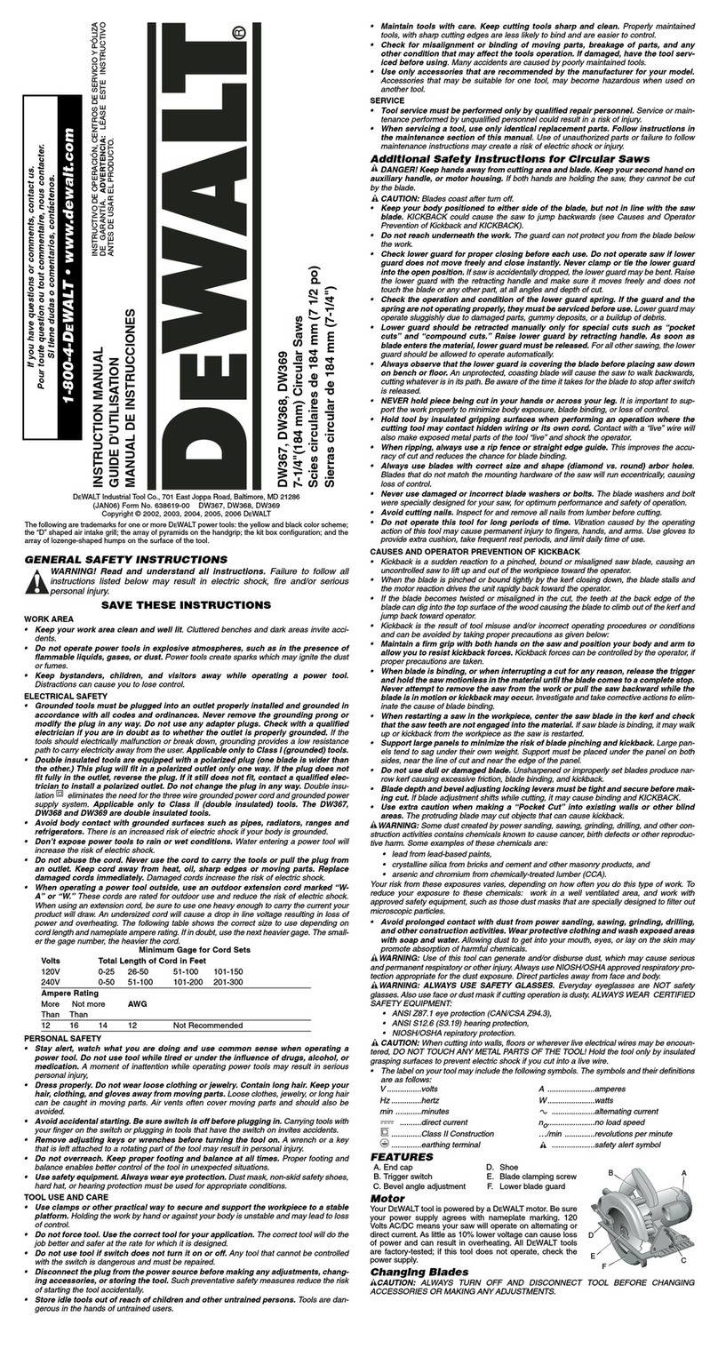 DeWalt DW367 instruction manual