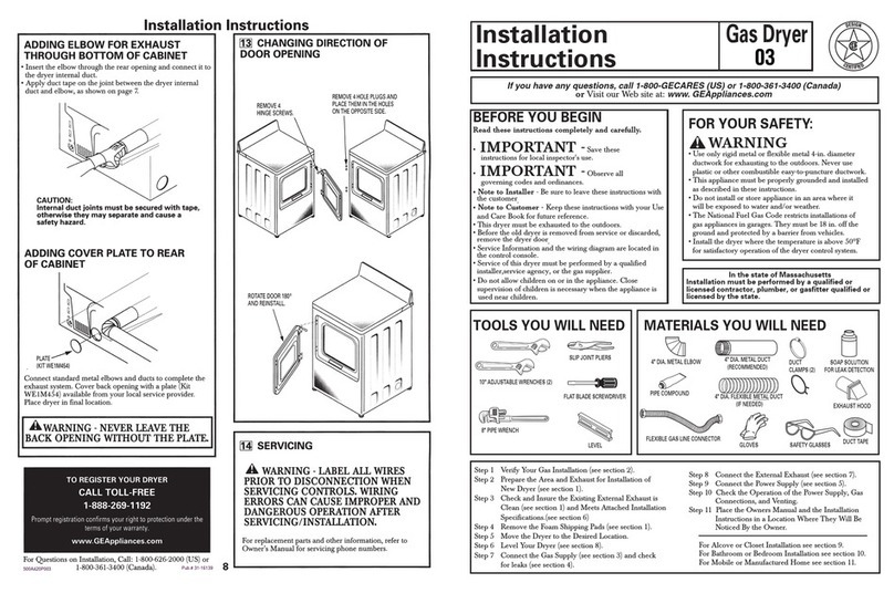 GE Gas Dryer User manual