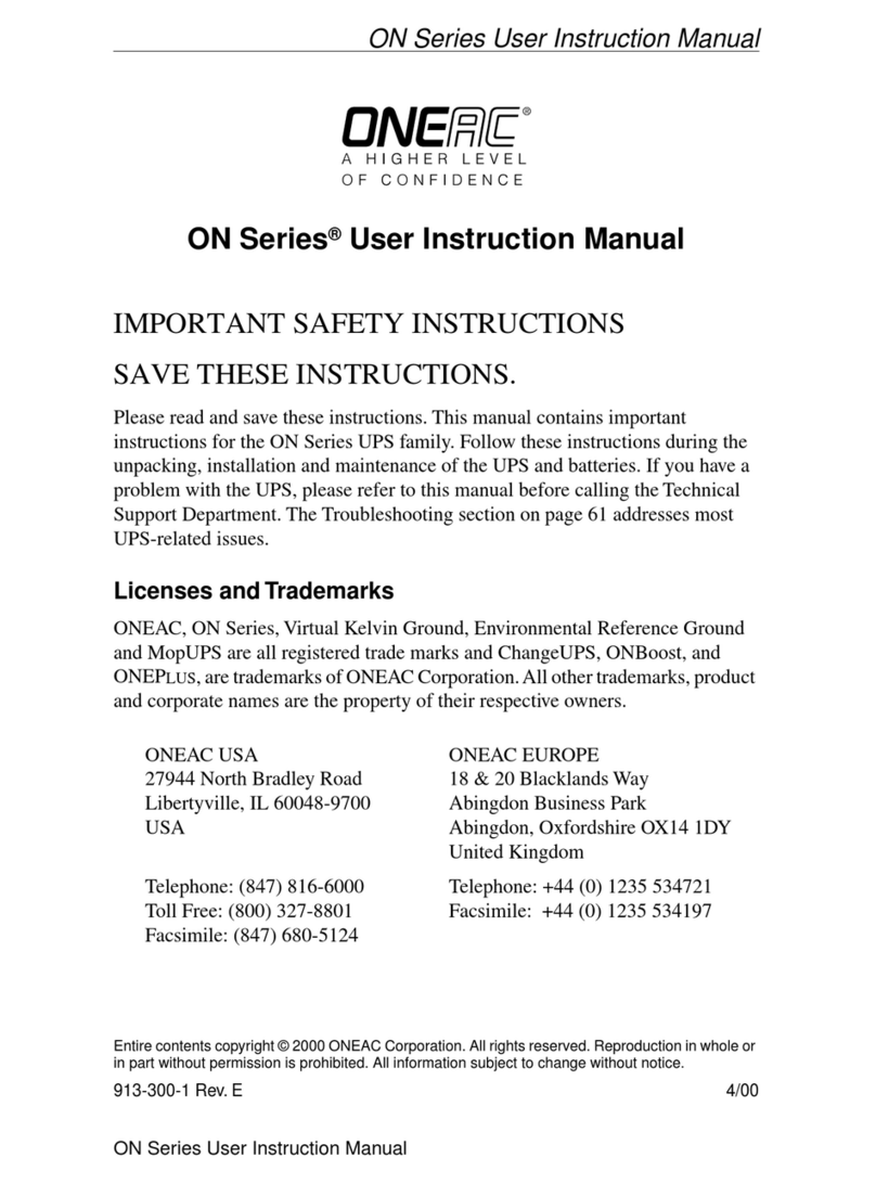 ONEAC ON Series Operator's manual