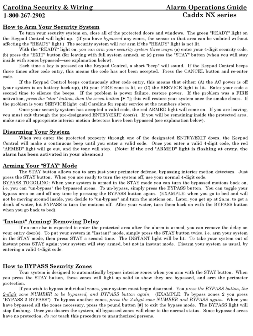 Carolina Security & Wiring Caddx NX series Operation guide