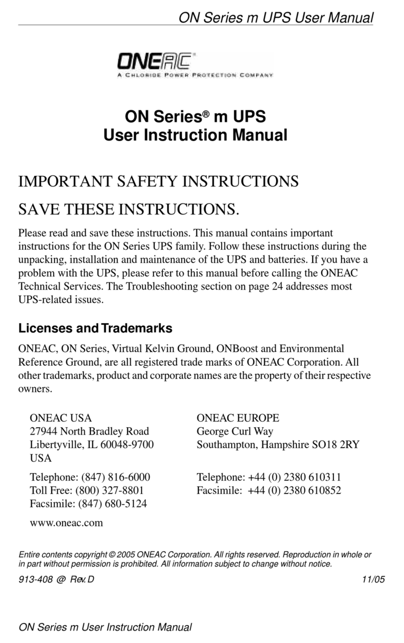 ONEAC ON Series User instruction manual