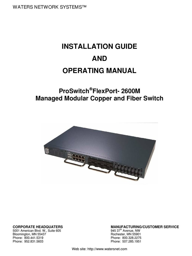 Waters Network Systems ProSwitch FlexPort- 2600M Installation guide and operating manual