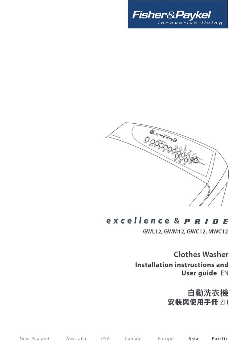 Fisher & Paykel excellence GWL12 Mounting instructions