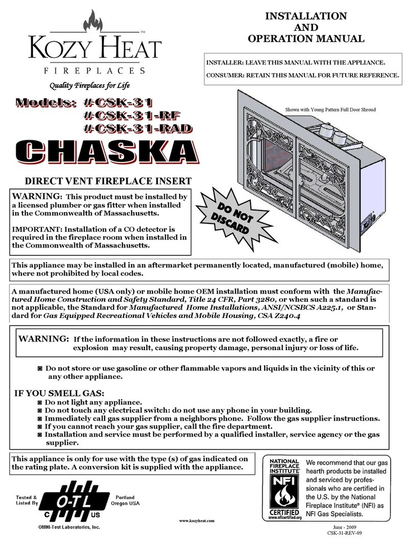 kozy heat CSK-31 Installation and operation manual kozy heat CSK-31 Installation and operation manual