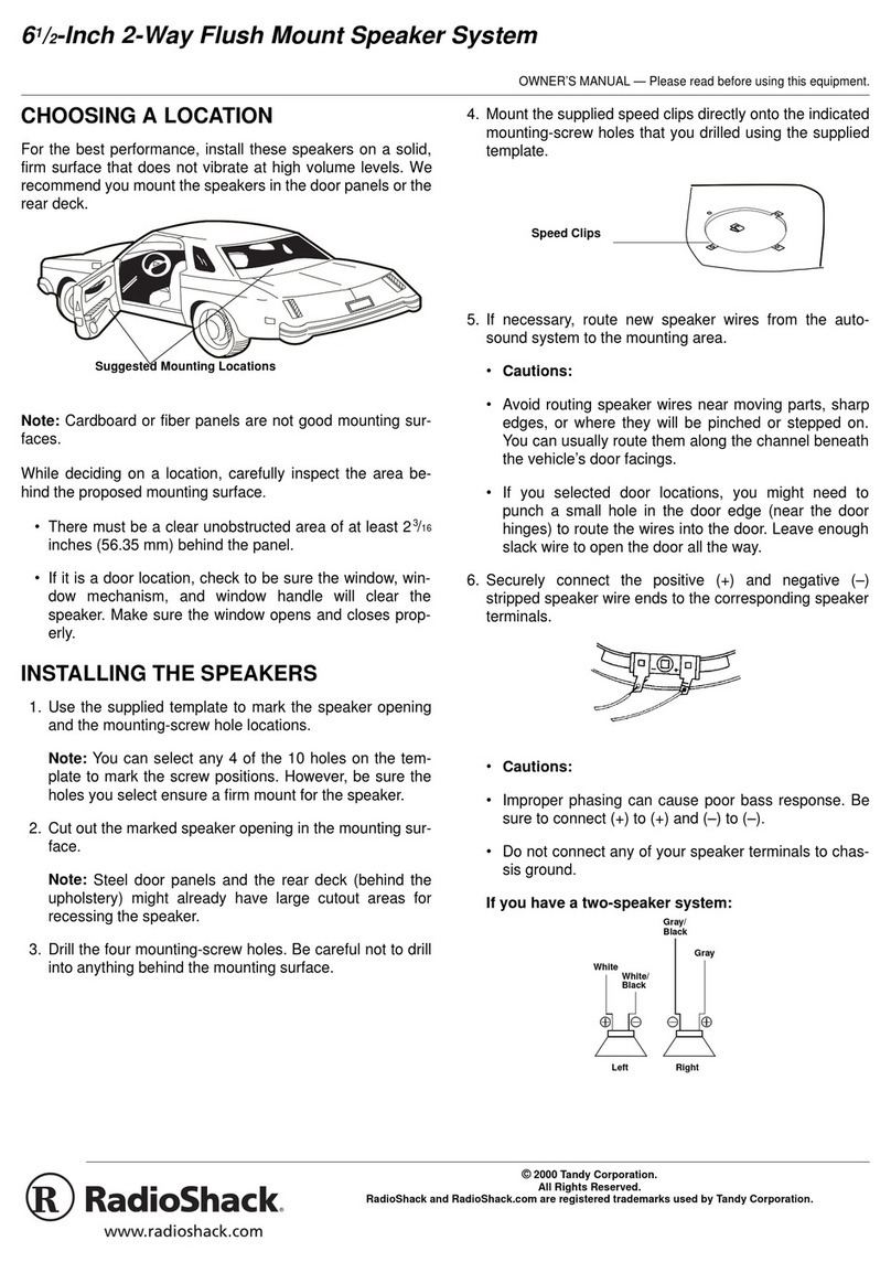 Radio Shack 61/2-Inch 2-Way Flush Mount Speaker owner's manual