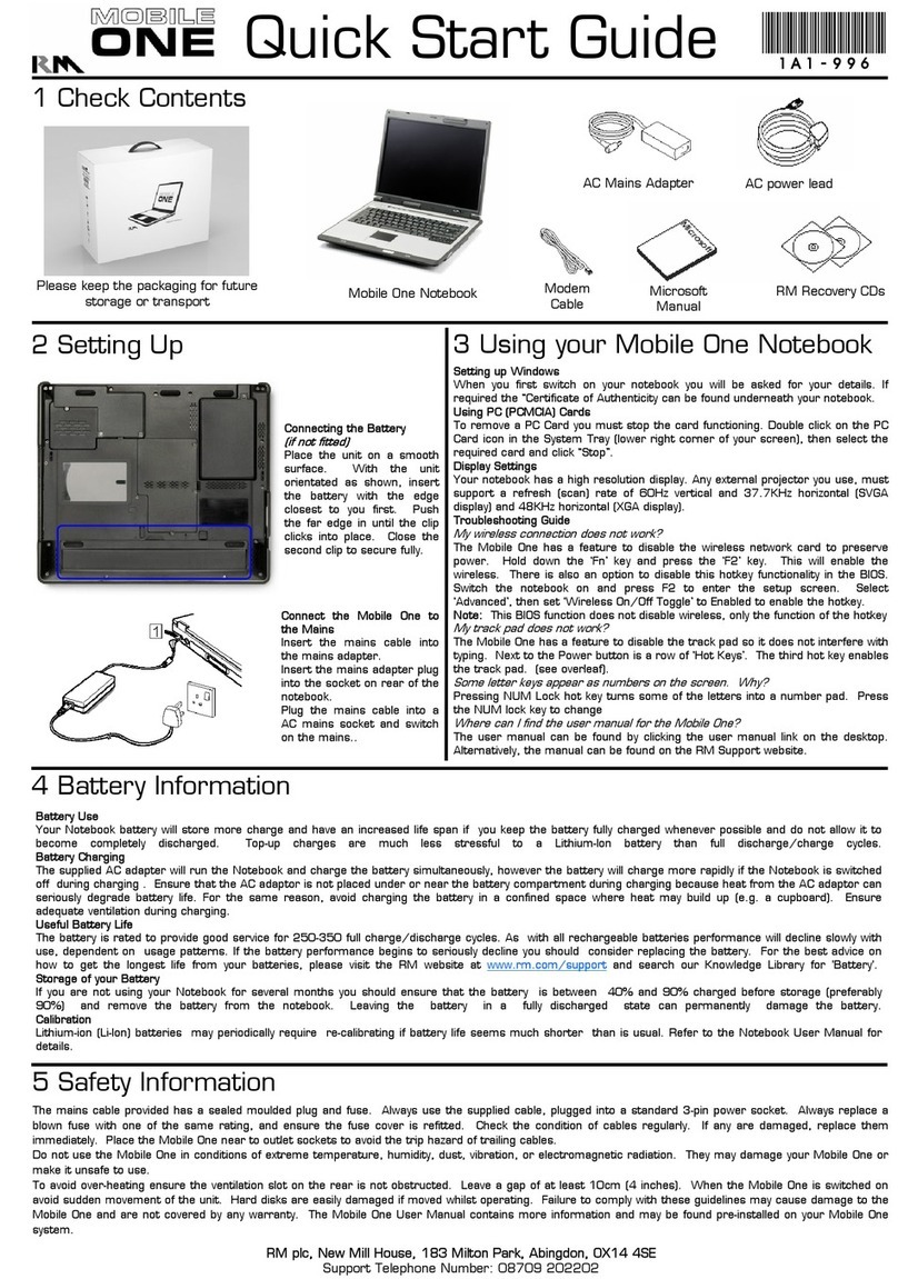 Mobile One notebook quick start guide