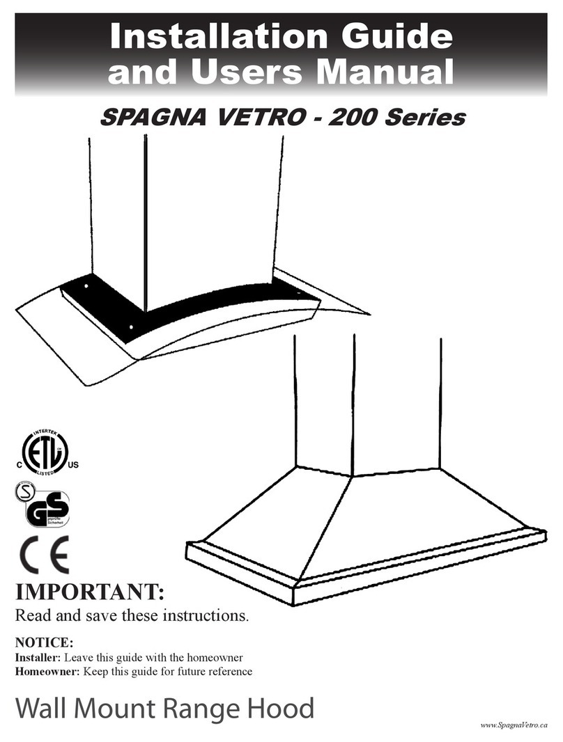 Spagna Vetro 200 Series Installation guide and user's manual Spagna Vetro 200 Series Installation guide and user's manual