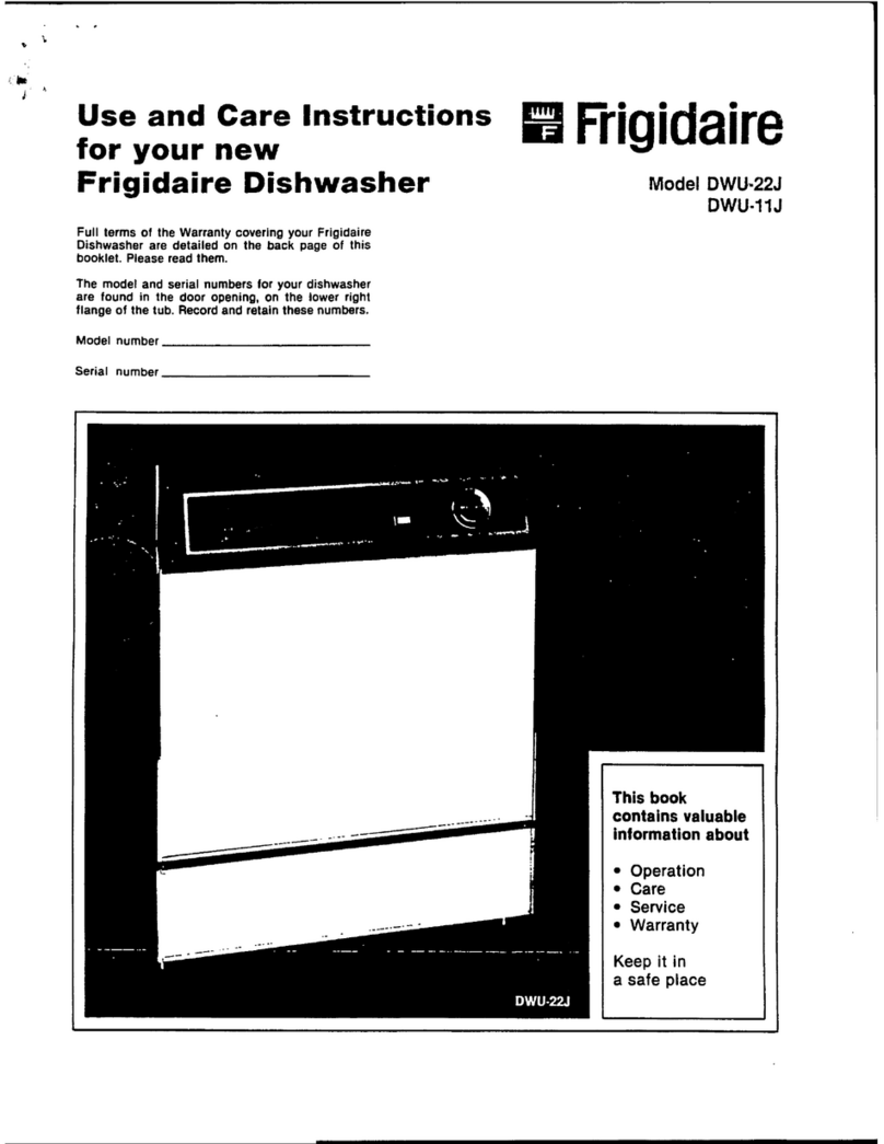Frigidaire DWU-22J Quick reference guide