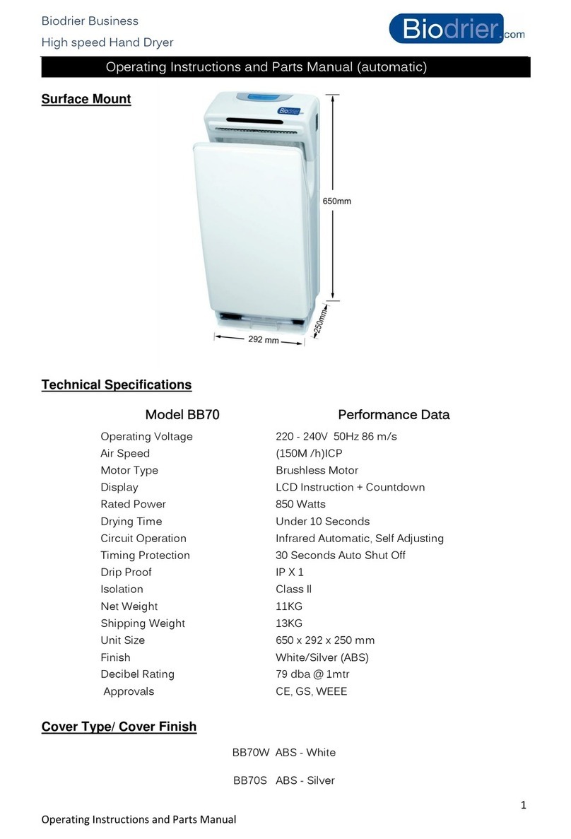 Biodrier BB70 Operating instructions and parts manual