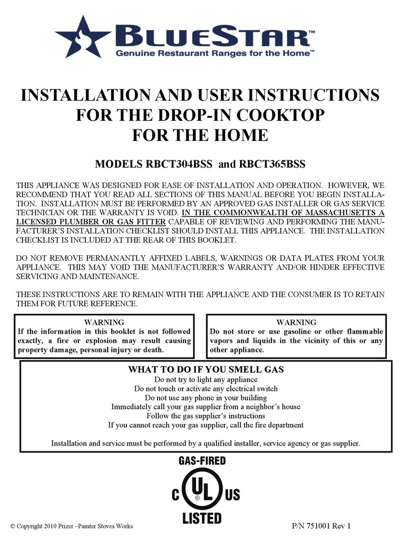 Blue Star RBCT304BSS Installation and user instructions