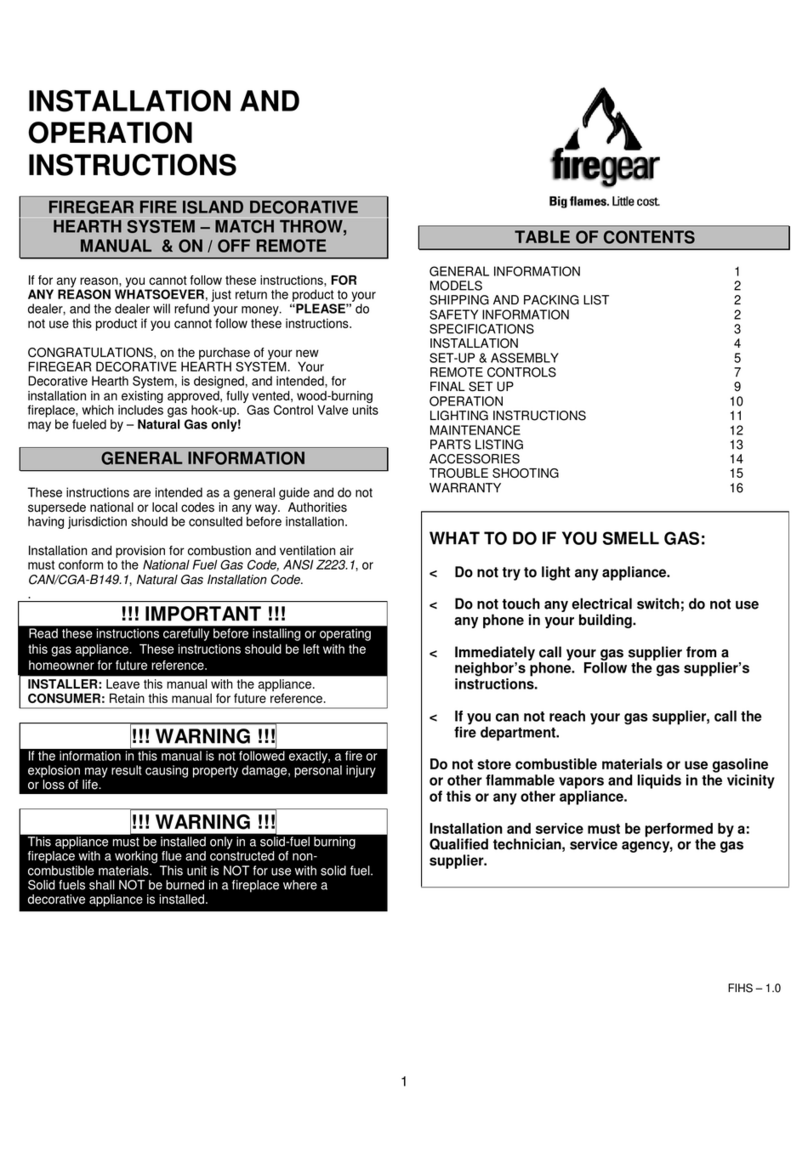Firegear BFI18-SSMT Installation and operation instructions