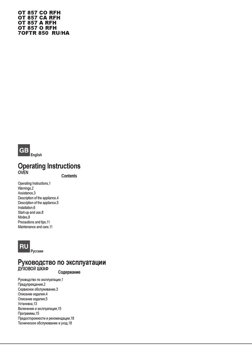 Hotpoint Ariston OT 857 CA RFH operating instructions