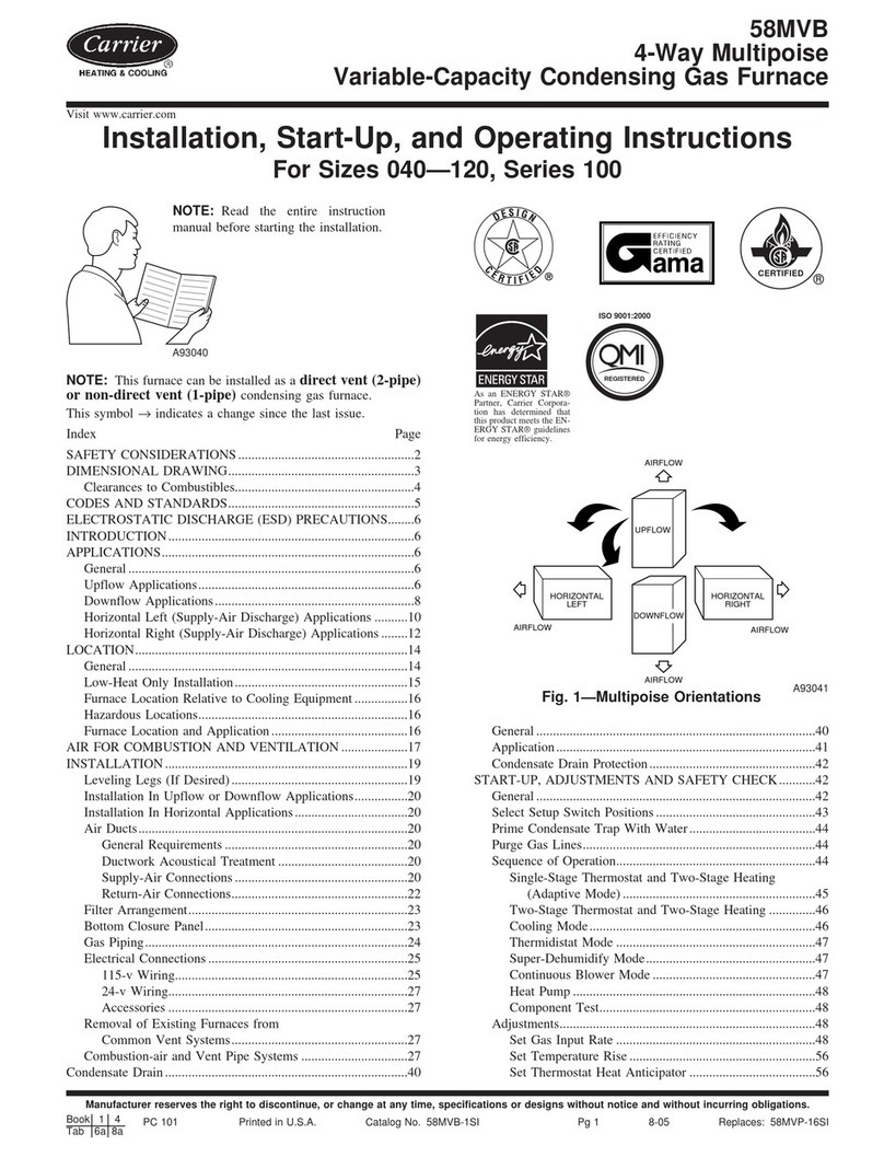Carrier 58MVB Series Installation, start-up, and operating instructions