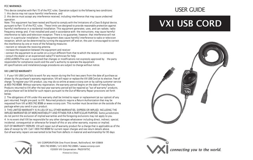 VXI USB CORD user guide