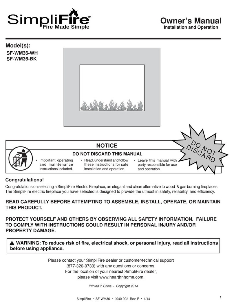 SimpliFire SF-WM36-WH owner's manual