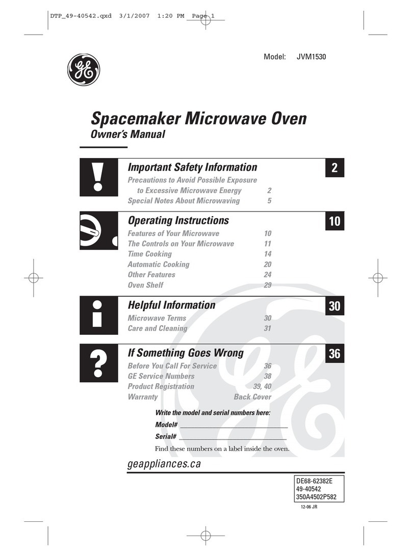 GE Spacemaker JVM1530 User manual