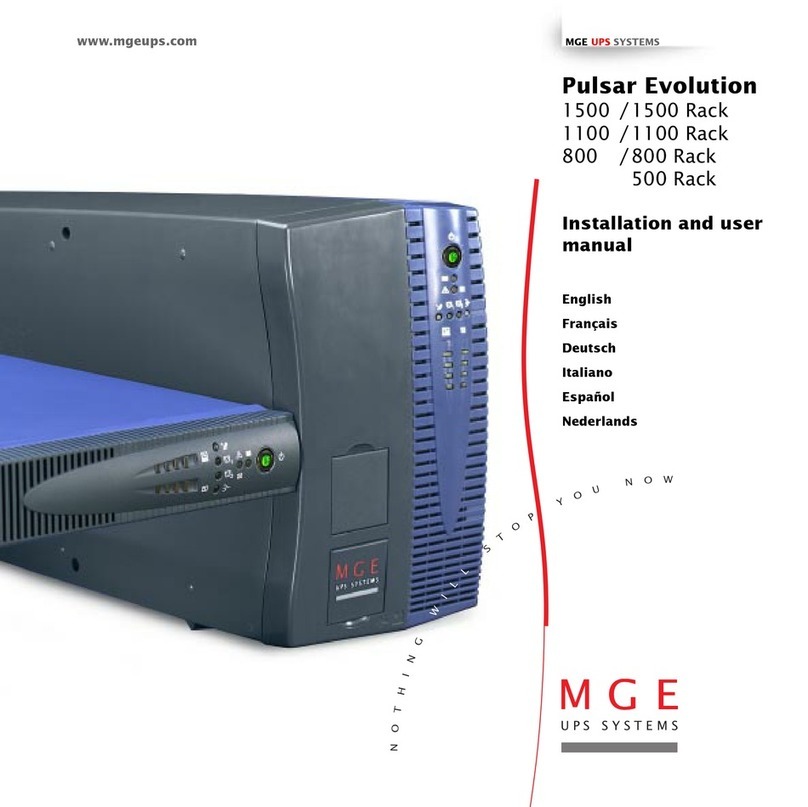 MGE UPS Systems Pulsar Evolution 1500 Installation and user manual MGE UPS Systems Pulsar Evolution 1500 Installation and user manual