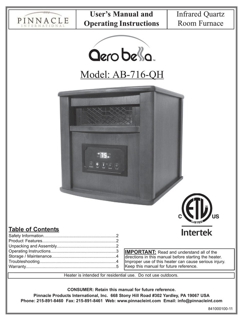 Pinnacle Aero Bella AB-716-QH User's manual and operating instructions Pinnacle Aero Bella AB-716-QH User's manual and operating instructions
