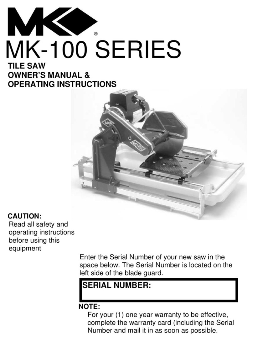 MK Diamond Products MK-100 SERIES Owner's manual & operating instructions