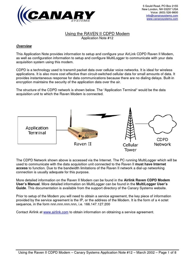 Canary Systems Raven II CDPD quick guide