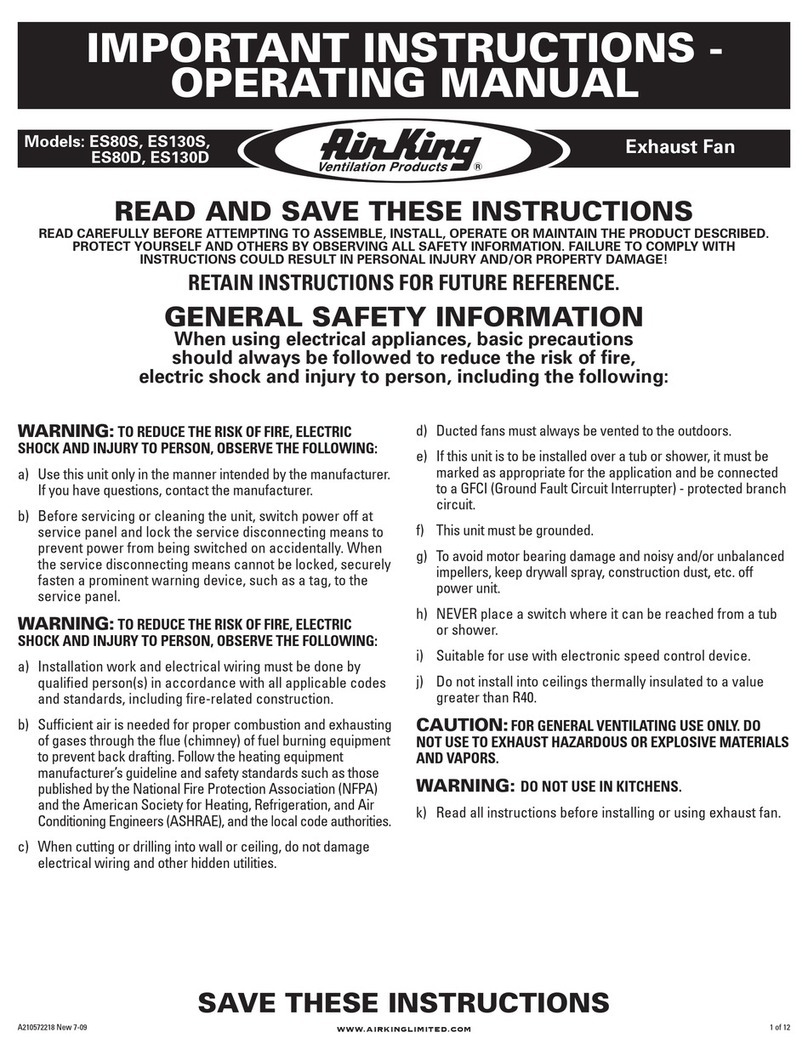 Air King ES80S User manual