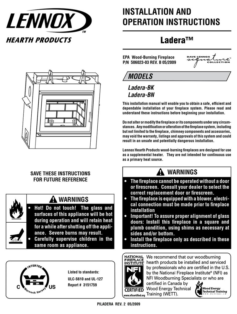 Lennox Hearth Products Ladera-BK Installation and operation instructions