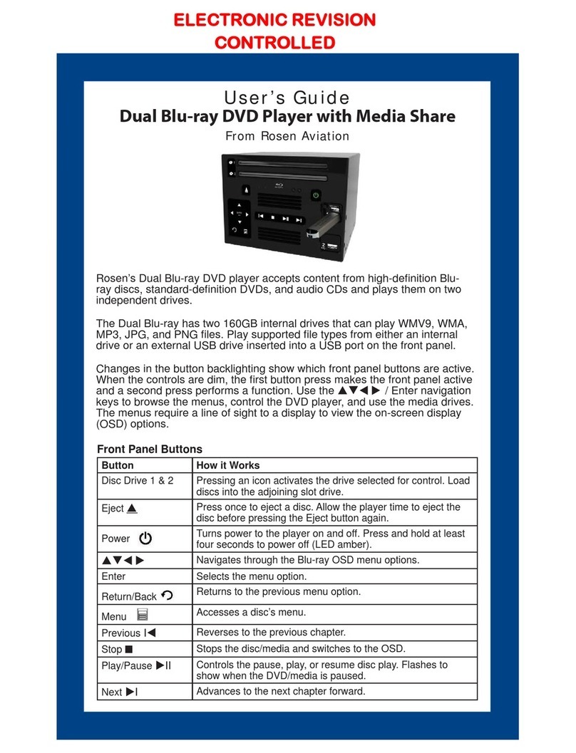 Rosen Aviation Dual Blu-ray DVD Player with Media Share user guide