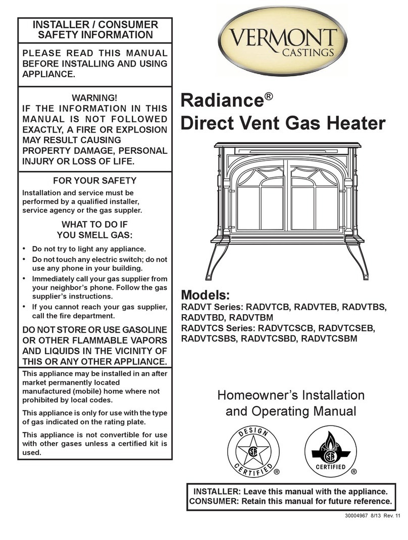 Vermont Castings RADVTCB Homeowner's installation and operating manual Vermont Castings RADVTCB Homeowner's installation and operating manual