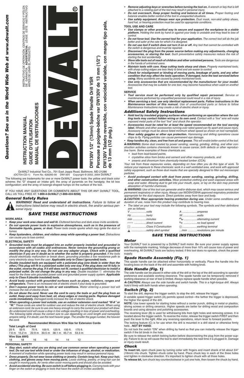 DeWalt DW130V instruction manual