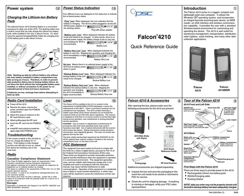 PSC Falcon 4210 Quick reference guide