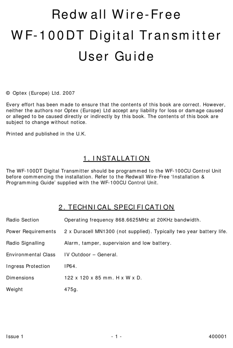Optex Redwall Wire-Free WF-100DT user guide