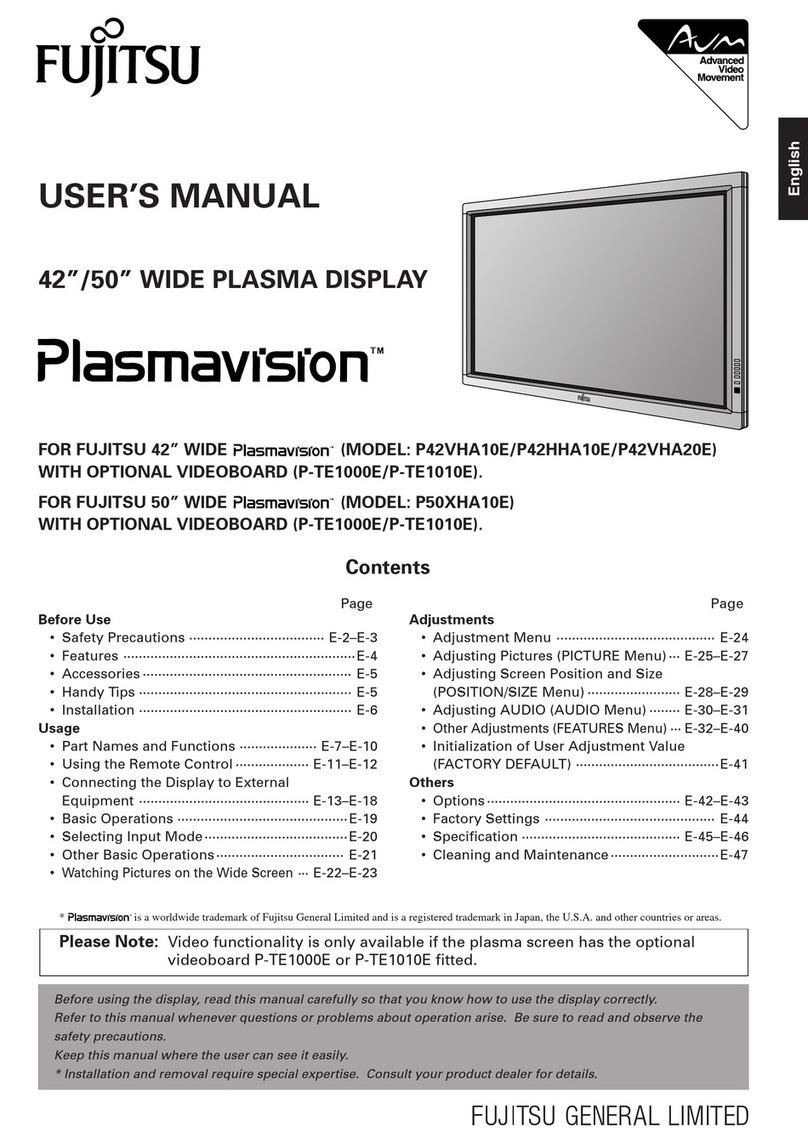 Fujitsu Plasmavision P42VHA10E User manual