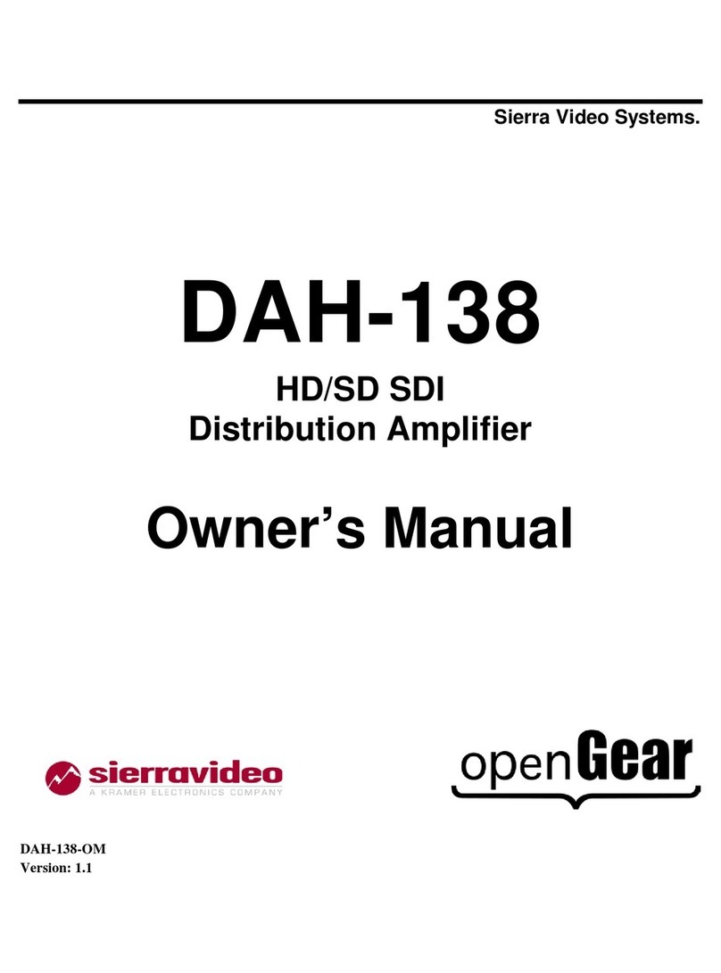SIERRA VIDEO SYSTEMS DAH-138 User manual